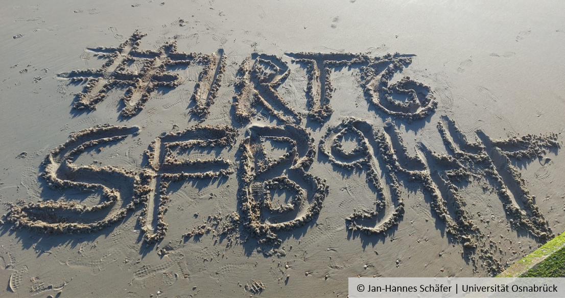 Schriftzug "IRTG SFB 944" im Sand, © Jan-Hannes Schäfer | Universität Osnabrück